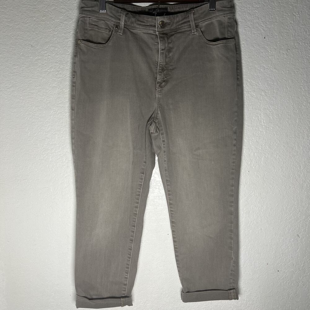 Chico's So Slimming Girlfriend Jeans Womens Grey Ankle Stretch Denim Pants W30